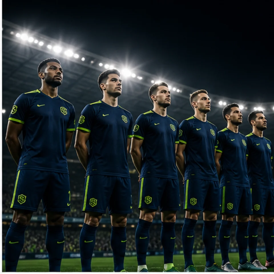 Football team in navy custom kits
