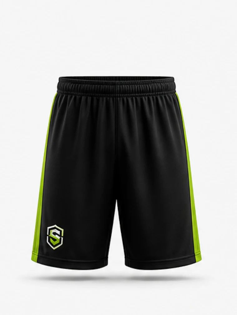 Black custom soccer shorts with player number