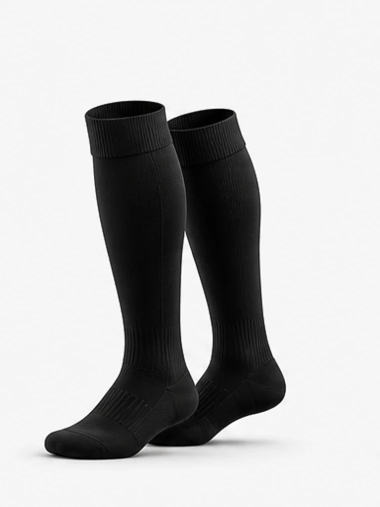 Pair of black knee-length soccer socks