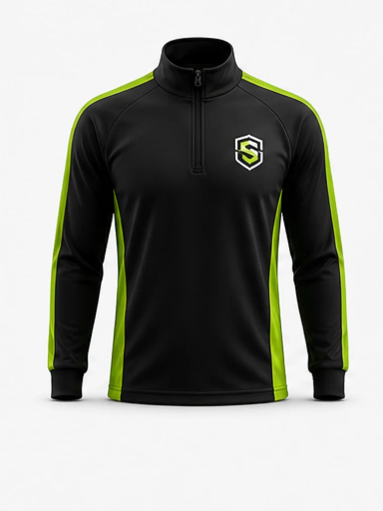 Black and lime soccer training top